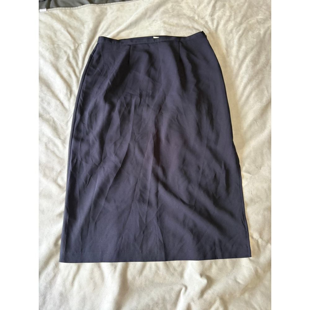 Worthington Woman Navy Blue Midi Pencil Skirt Side Slit Size 16W